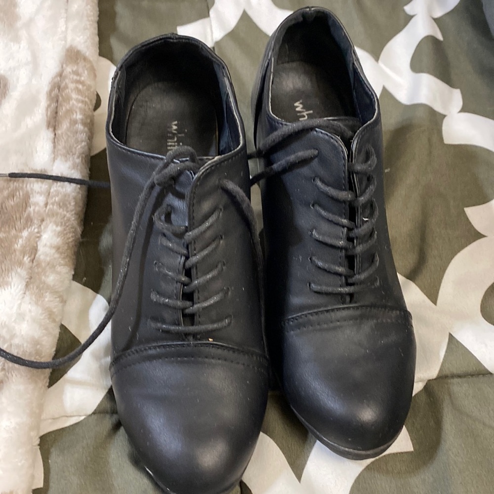 Black 2 inch booties size 7 1/2